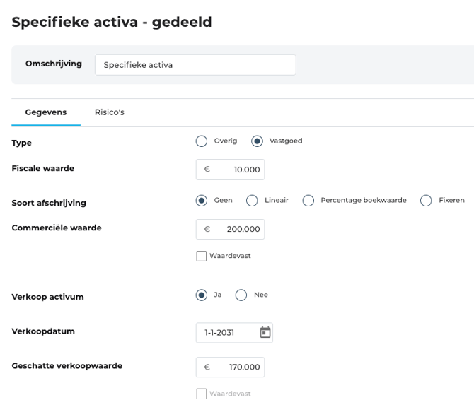 Onderwerp Specifieke activa IB uitgebreid